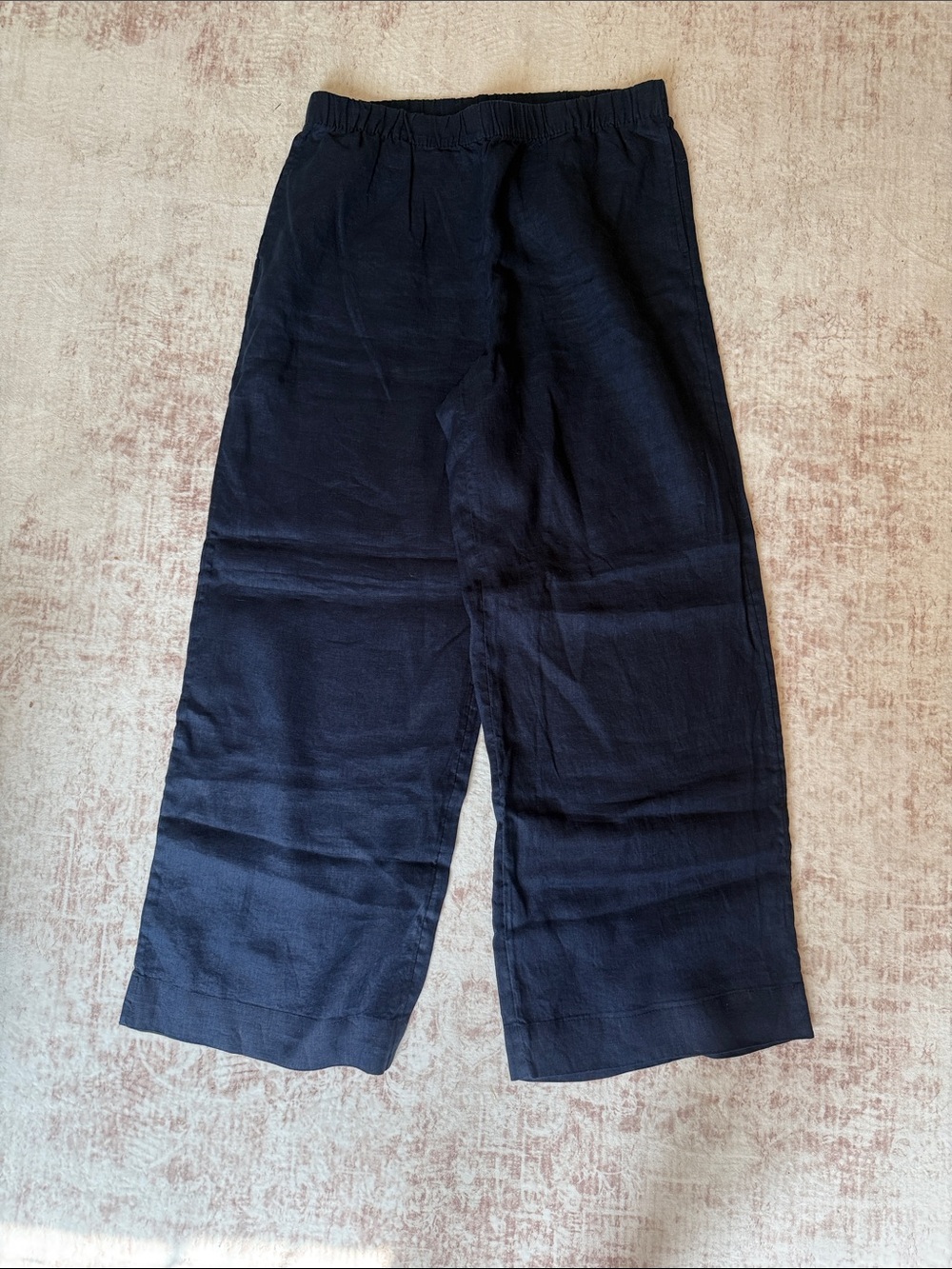 H&M Navy Wide-Leg Linen Blend Pants